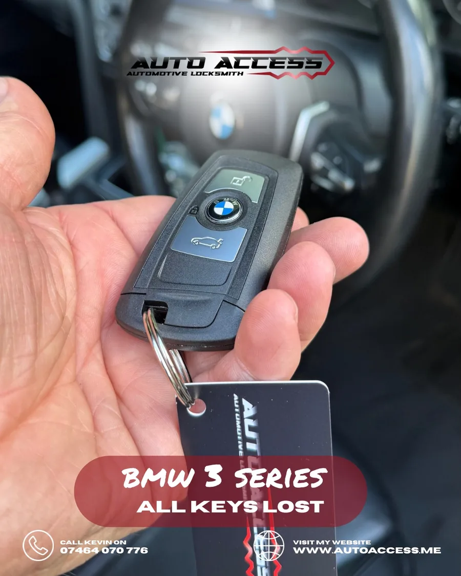 BMW 3 Series all keys lost replacement smart key cut and programmed by Auto Access in Durham