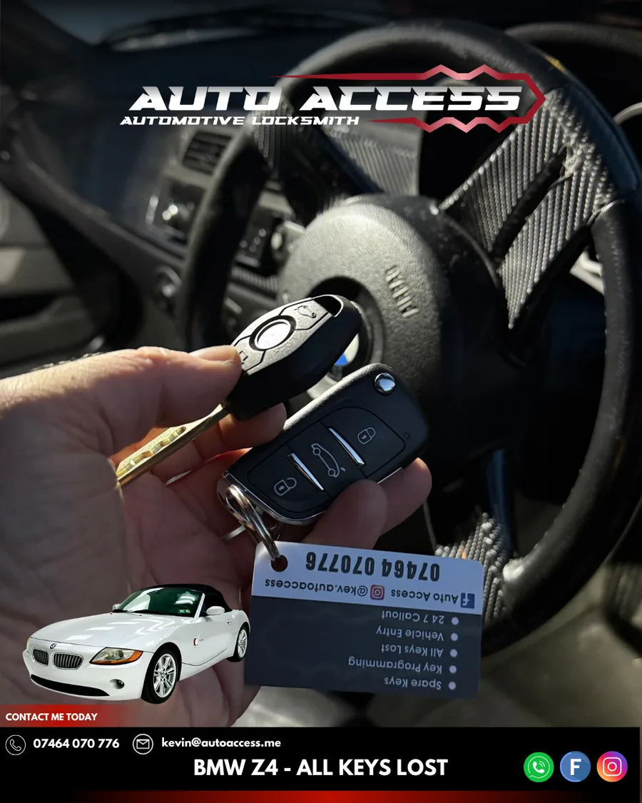 BMW Z4 all keys lost — new key cut and programmed roadside by Auto Access
