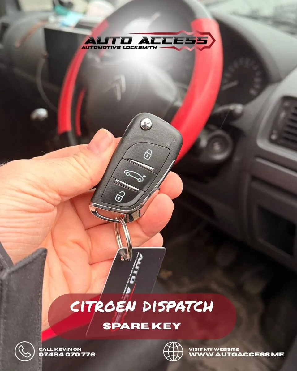 Citroen Dispatch spare key cut and programmed by Auto Access auto locksmith in Middlesbrough