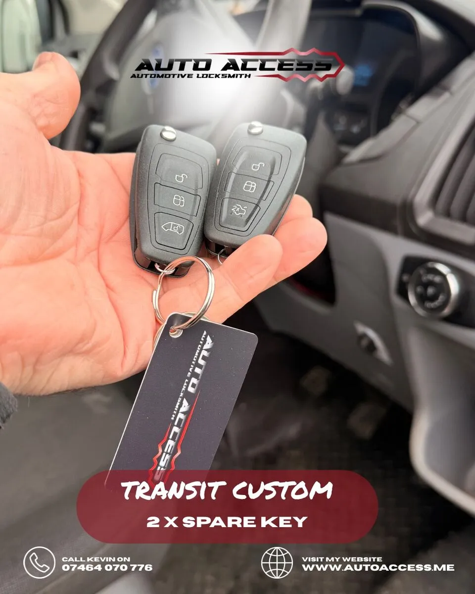 Ford Transit Custom 2 spare keys cut and programmed by Auto Access auto locksmith in Greatham, Hartlepool