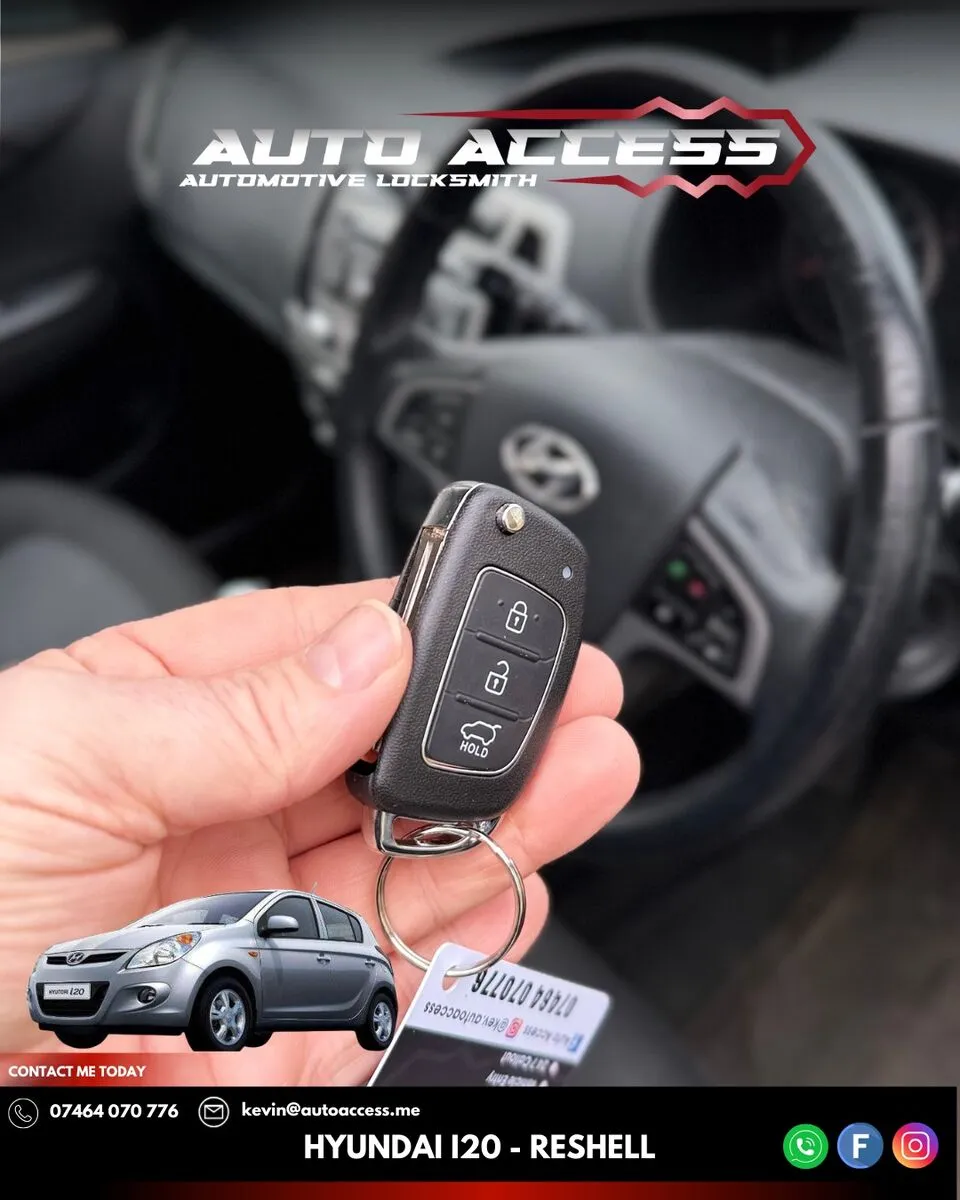 Hyundai i20 key reshell by Auto Access auto locksmith in Whitburn, South Tyneside