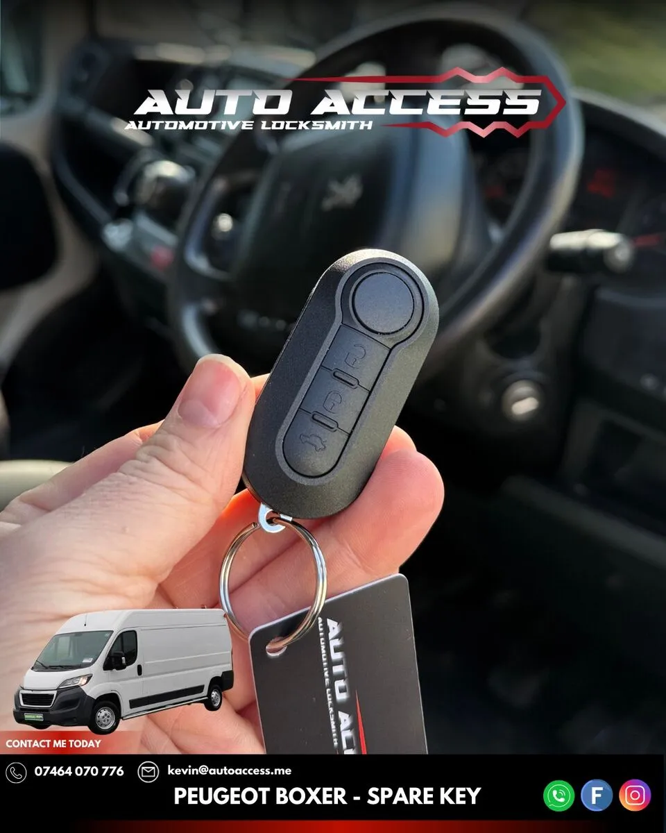 Peugeot Boxer spare key cut and programmed by Auto Access auto locksmith in Norton, Billingham