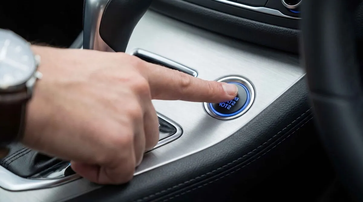 Push button start system in a keyless entry vehicle