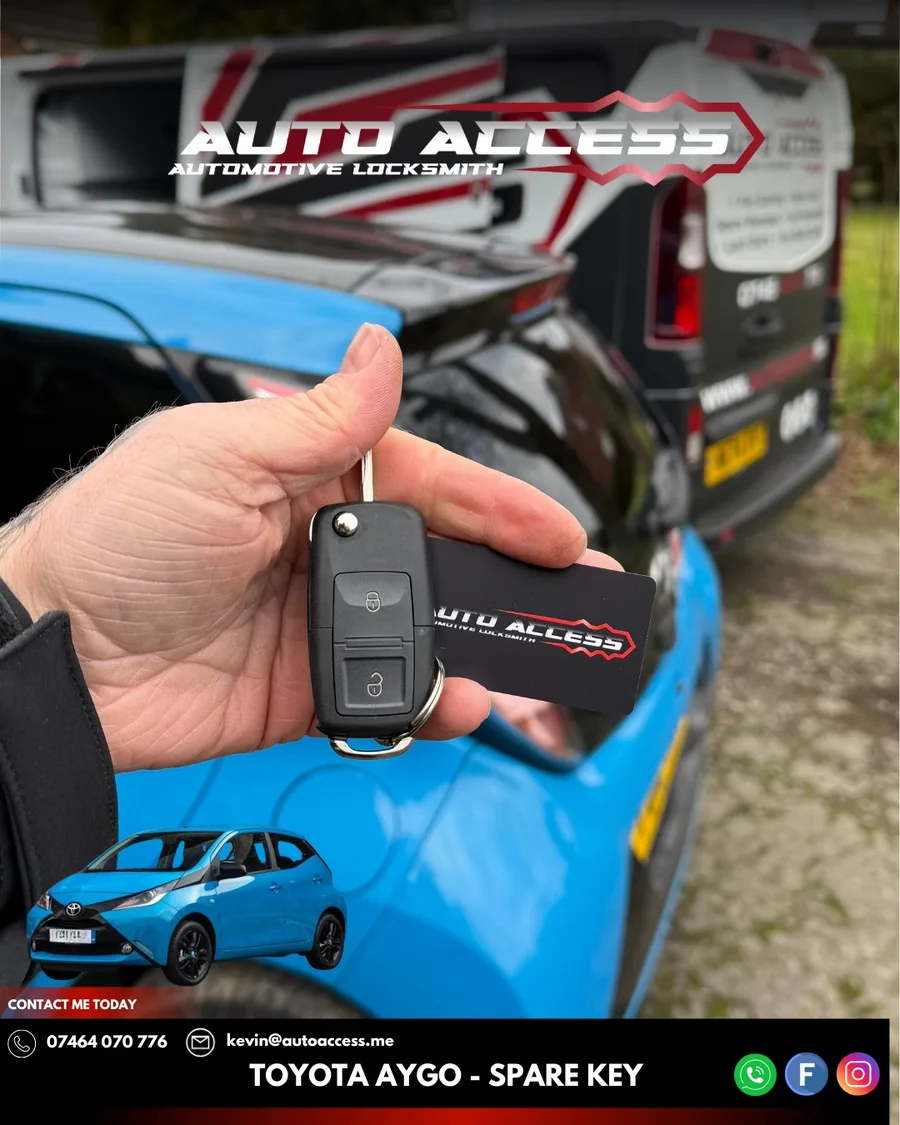 Toyota Aygo spare remote flip key cut and programmed on site by Auto Access in Chester-le-Street, North East