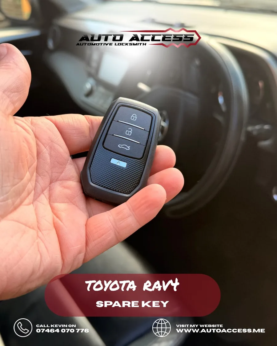 Toyota RAV4 spare 3 button smart key cut and programmed on site by Auto Access in Stockton-on-Tees, North East