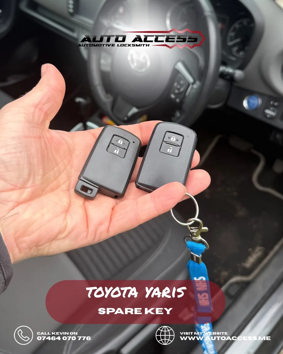 Toyota Yaris spare smart key cut and programmed on site by Auto Access in Newcastle upon Tyne, North East