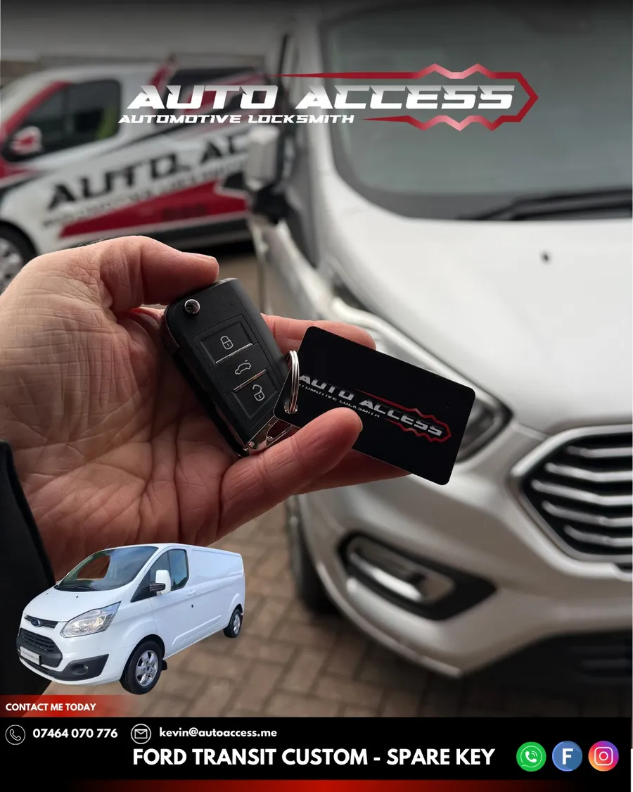 Ford Transit Custom spare key cut and programmed on site by Auto Access