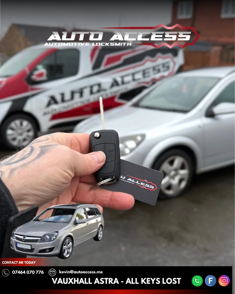 Vauxhall Astra all keys lost replacement flip key cut and programmed by Auto Access in Durham, North East
