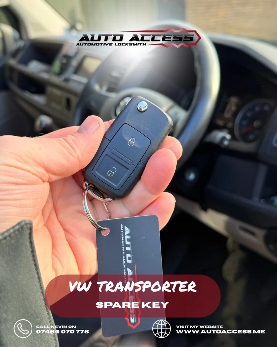 VW Transporter spare 2 button flip key cut and programmed by Auto Access in Sunderland, North East