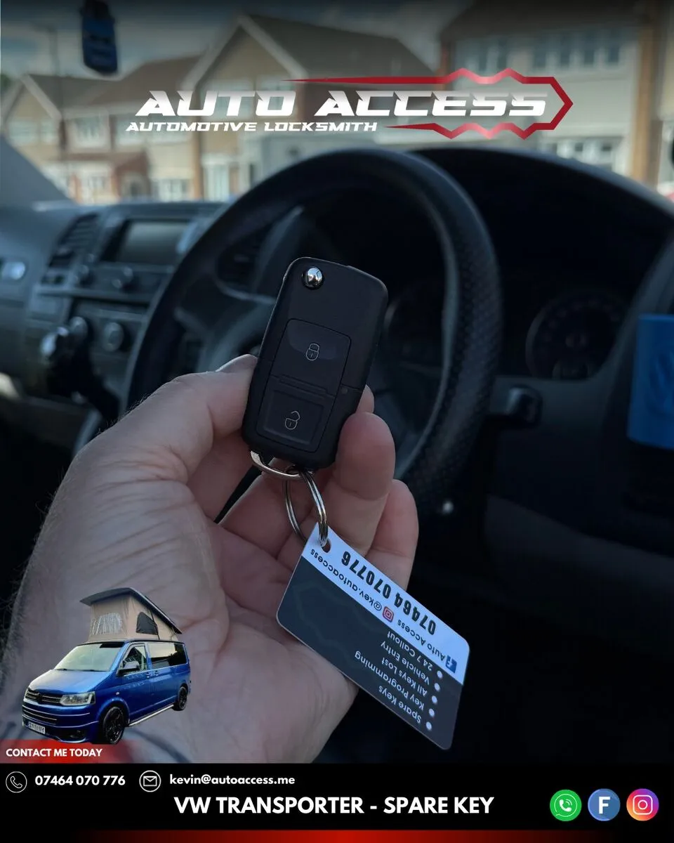 VW Transporter spare key cut and programmed by Auto Access auto locksmith in Shiremoor, North Tyneside