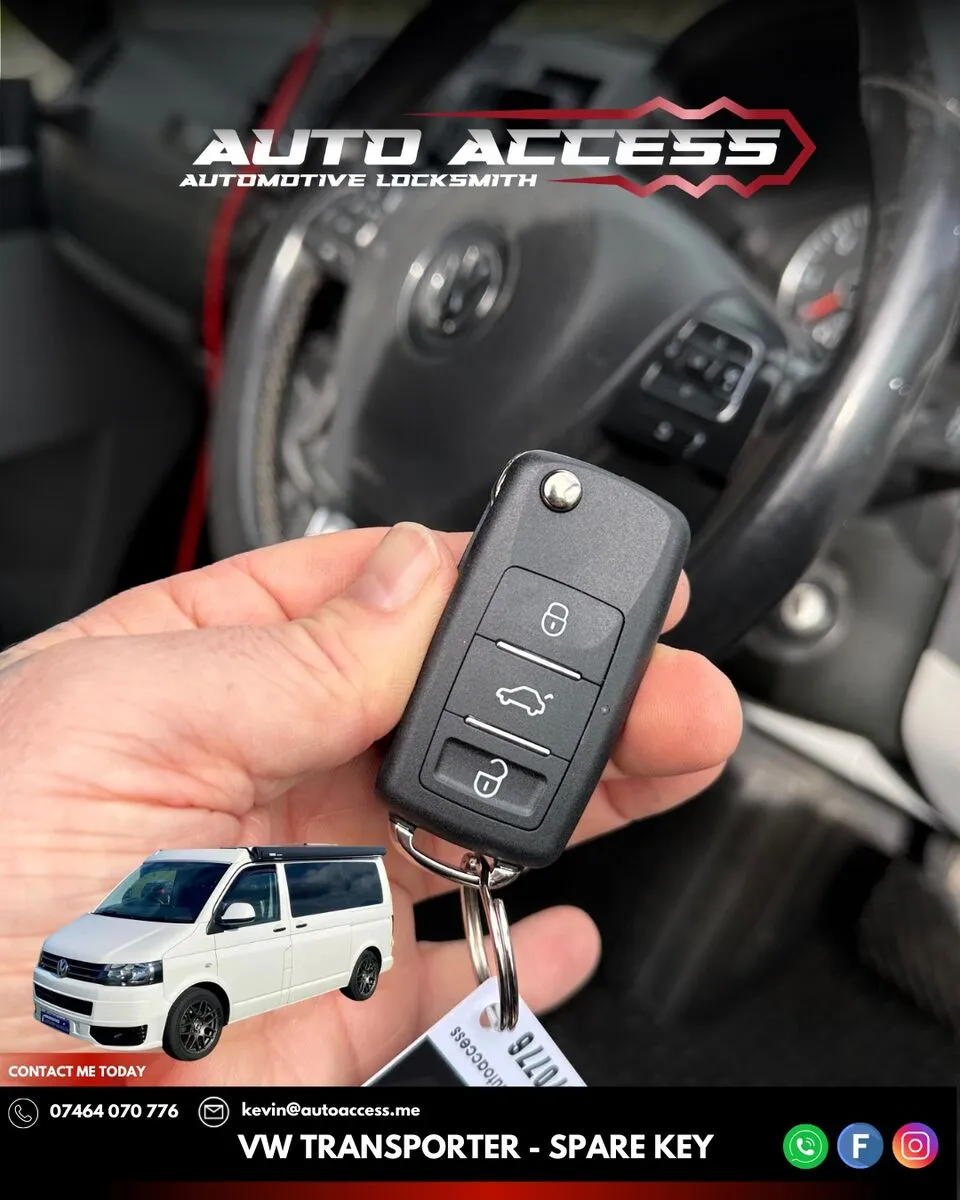 VW Transporter spare key cut and programmed by Auto Access auto locksmith in South Shields, South Tyneside