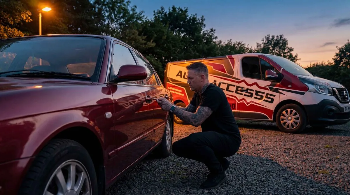 Locked out of a car in Durham with keys visible inside, ready for emergency vehicle access