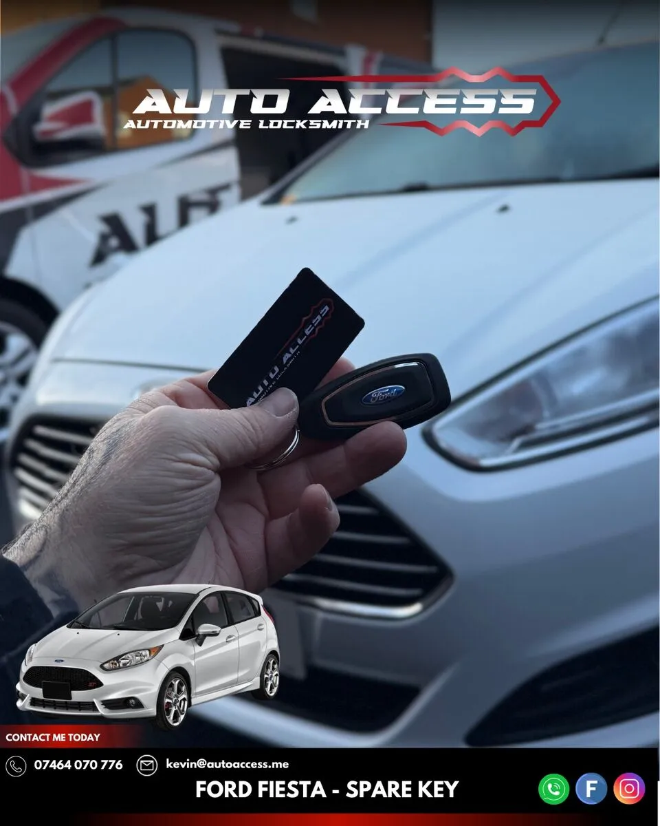 Spare proximity key programmed for a 2015 Ford Fiesta in Sunderland by Auto Access mobile auto locksmith