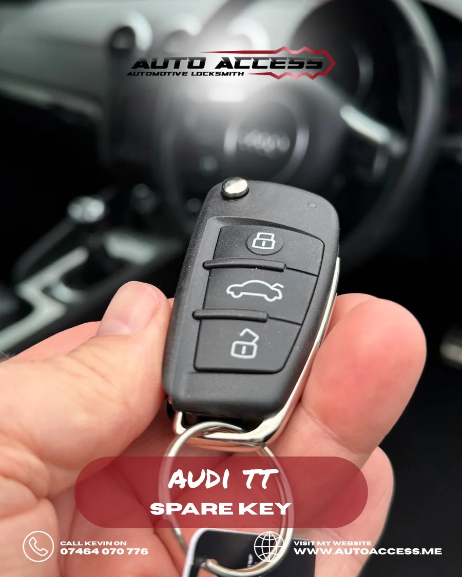 Audi TT spare flip key cut and programmed by Auto Access in Peterlee, North East