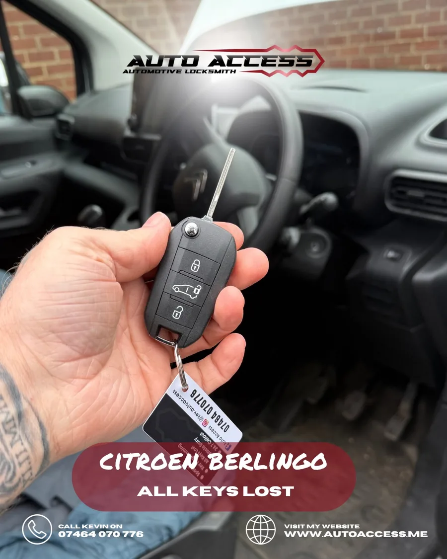 Citroen Berlingo all keys lost replacement flip key cut and programmed by Auto Access in Middlesbrough, North East