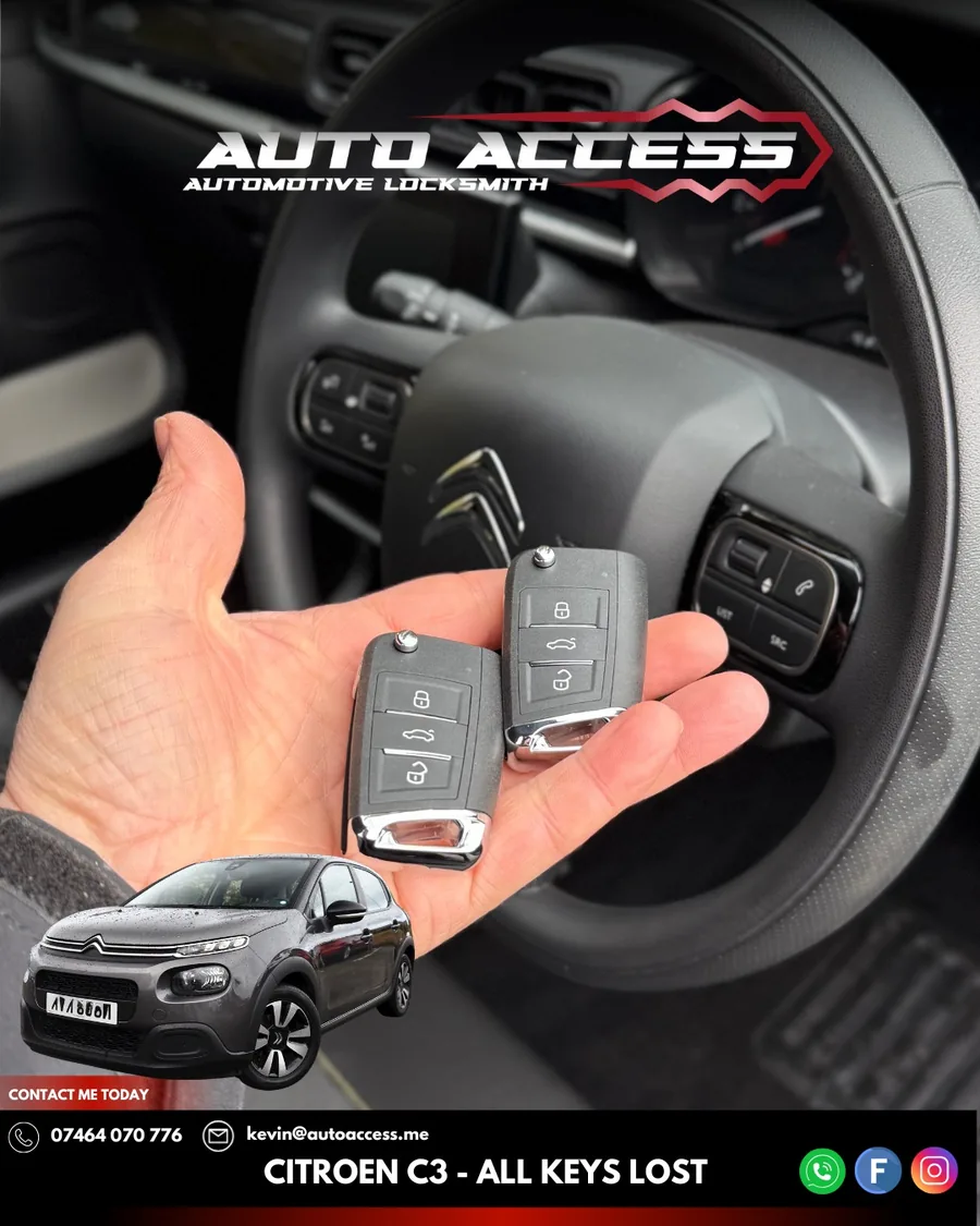 Citroen C3 all keys lost replacement flip keys cut and programmed by Auto Access in Darlington, North East