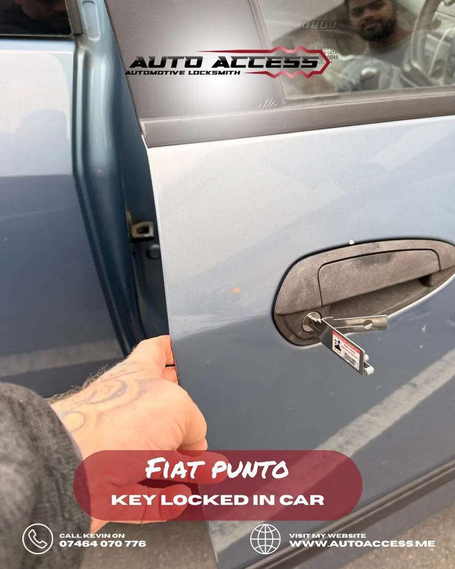 Fiat Punto key locked in car opened on site by Auto Access in Middlesbrough, North East