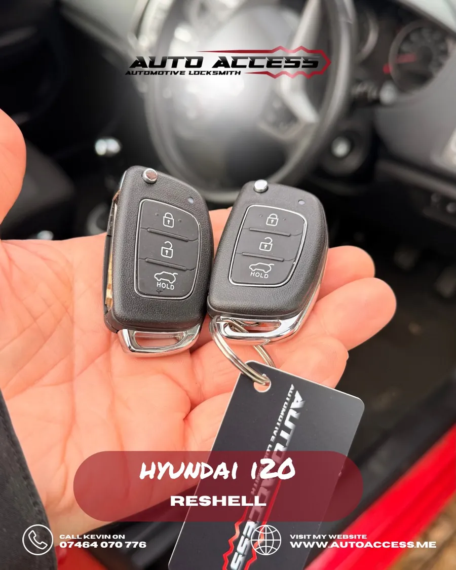 Hyundai i20 flip key reshelled and reprogrammed by Auto Access in Durham, North East