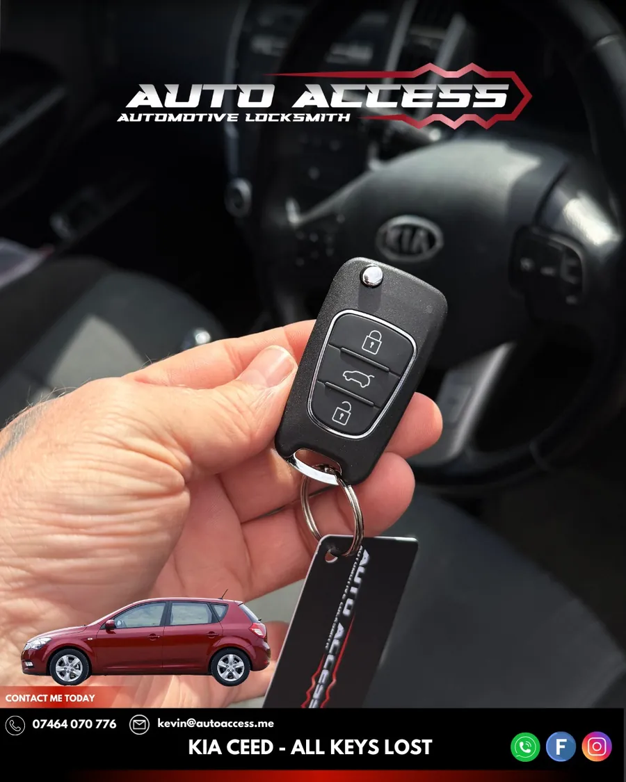 Kia Ceed all keys lost replacement flip key cut and programmed by Auto Access in Newcastle, North East