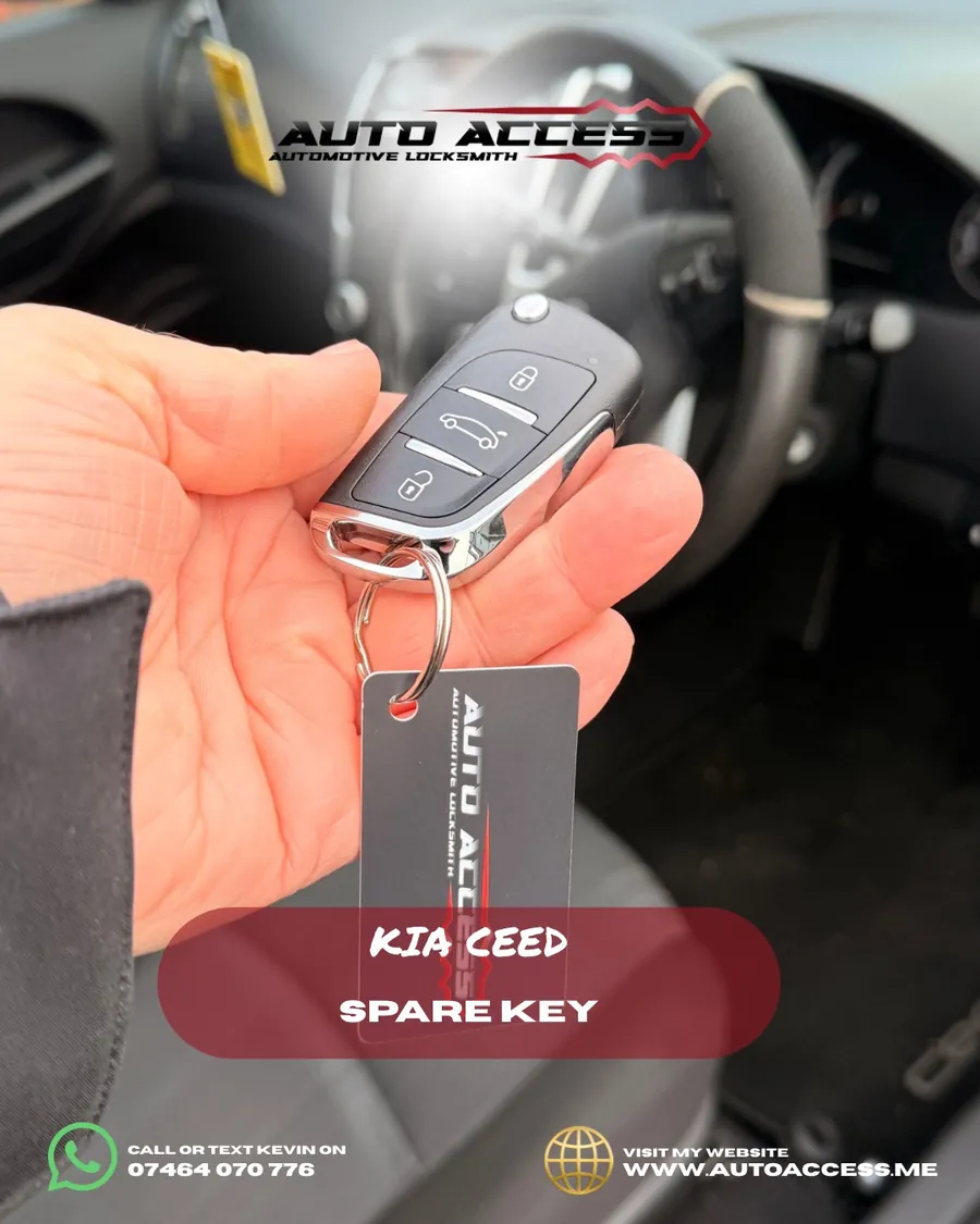 Kia Ceed spare flip key cut and programmed on site by Auto Access in Durham, North East