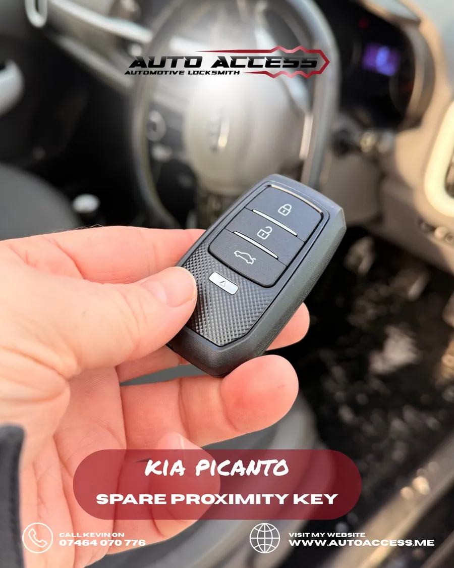 Kia Picanto spare proximity smart key supplied and programmed by Auto Access in Sunderland, North East