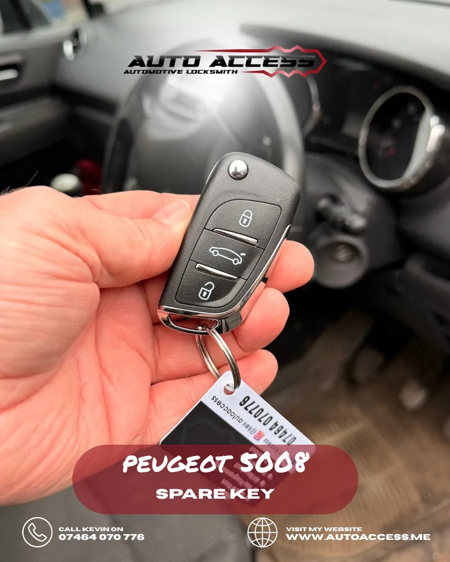 Peugeot 5008 spare flip key cut and programmed by Auto Access in Newcastle, North East